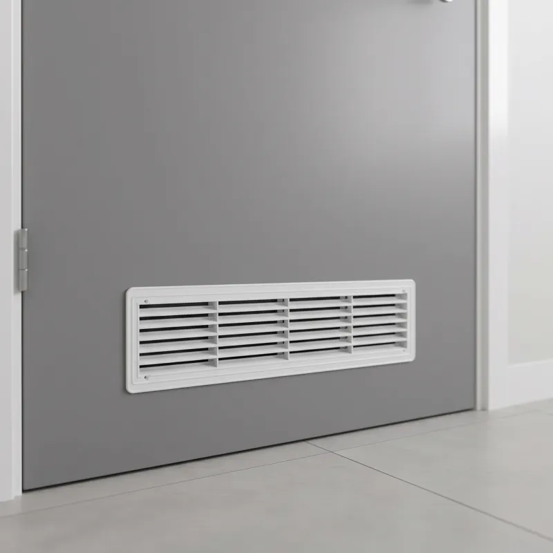 Oboustranná ventilační mřížka do dveří 430 x 115 mm / Bílá matná