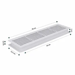 Oboustranná ventilační mřížka do dveří 430 x 115 mm / Bílá matná