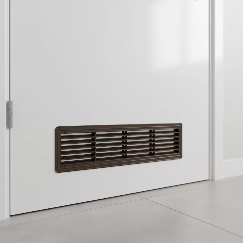 Oboustranná ventilační mřížka do dveří 430 x 115 mm / Tmavě hnědá