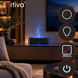 LED aroma difuzér s efektem ohně GALO / Černý