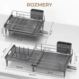 Rozkládací odkapávač na nádobí WARD / Šedá