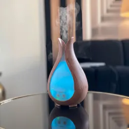 LED ultrazvukový zvlhčovač vzduchu s dálkovým ovládáním DROP / Přírodní dřevo