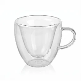 Termo sklenice na kávu HEART 240 ml / Transparentní