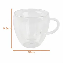Termo sklenice na kávu HEART 240 ml / Transparentní