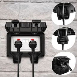 Venkovní elektrická zásuvka GARDENIA SCHUKO 2x230V / Černá matná