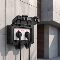 Venkovní elektrická zásuvka GARDENIA SCHUKO 2x230V / Černá matná