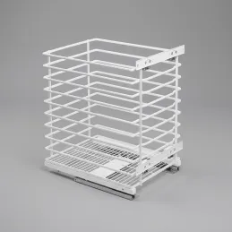 Výsuvný koš na prádlo s tlumením a uchycením na dvířka ALO / Bílá matná
