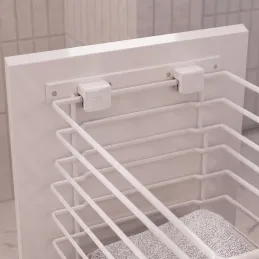Výsuvný koš na prádlo s tlumením a uchycením na dvířka ALO / Bílá matná