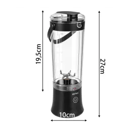 USB elektrický mixér ARIANO na smoothie a koktejly 600 ml / Černý