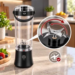 USB elektrický mixér ARIANO na smoothie a koktejly 600 ml / Černý