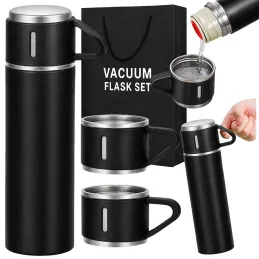 Designová termoska se 3 skleničkami 400 ml / Černá matná