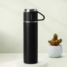 Designová termoska se 3 skleničkami 400 ml / Černá matná