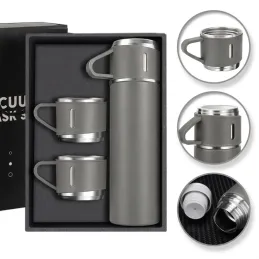 Designová termoska se 3 šálky 400 ml / Šedá