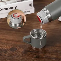 Designová termoska se 3 šálky 400 ml / Šedá