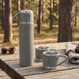 Designová termoska se 3 šálky 400 ml / Šedá