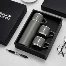 Designová termoska se 3 šálky 400 ml / Šedá