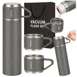 Designová termoska se 3 šálky 400 ml / Šedá