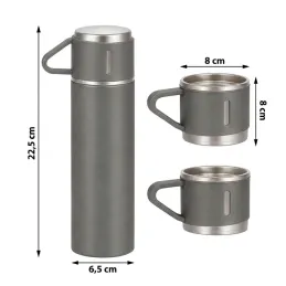 Designová termoska se 3 šálky 400 ml / Šedá