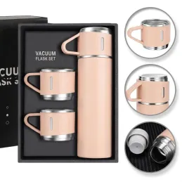 Designová termoska se 3 šálky 400 ml / Růžová