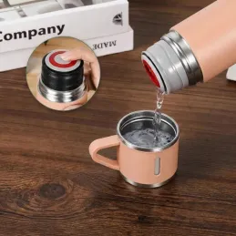 Designová termoska se 3 šálky 400 ml / Růžová