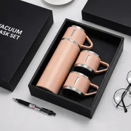 Designová termoska se 3 šálky 400 ml / Růžová
