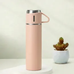 Designová termoska se 3 šálky 400 ml / Růžová
