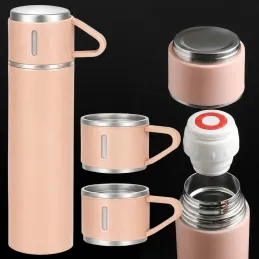 Designová termoska se 3 šálky 400 ml / Růžová