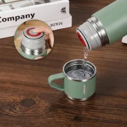 Designová termoska se 3 šálky 400 ml / Zelená
