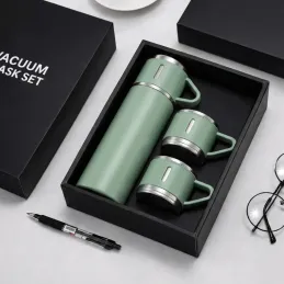 Designová termoska se 3 šálky 400 ml / Zelená