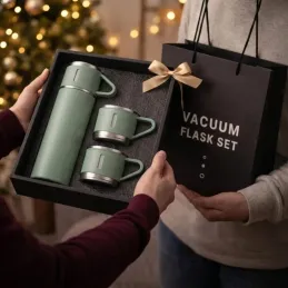 Designová termoska se 3 šálky 400 ml / Zelená