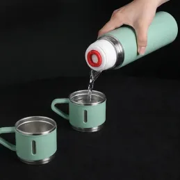 Designová termoska se 3 šálky 400 ml / Zelená