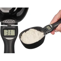 Kuchyňská naběračka s LCD displejem a váhou XXL / Černá matná