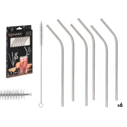Sada 6 ks nerezových brček do nápojů / Nerez
