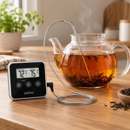 LCD teploměr na potraviny se sondou a magnetem / Černý