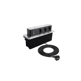 Výsuvná elektrická zásuvka HOPBOX FRENCH / Broušený hliník