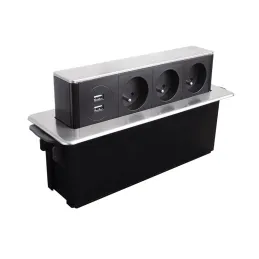 Výsuvná elektrická zásuvka HOPBOX FRENCH / Broušený hliník
